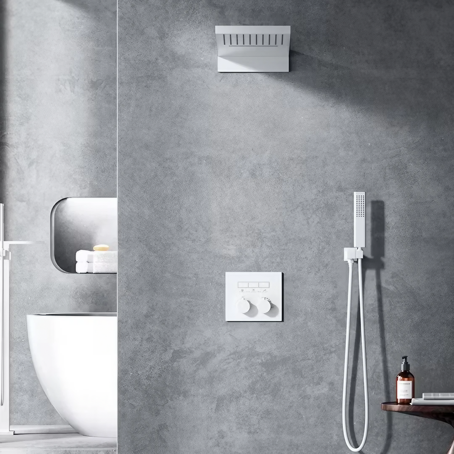 Thermostatisch Inbouw Regendoucheset - Marbella - Mat Wit - Waterval