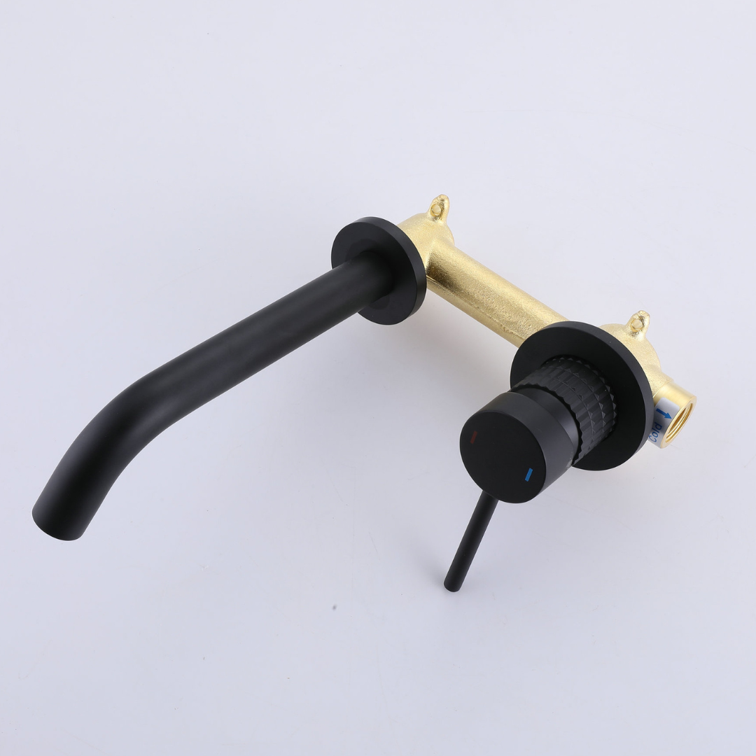 Inbouw wastafelkraan Angelica - Mat zwart - Incl. inbouwdeel - 23 × 20.5 × 10 cm