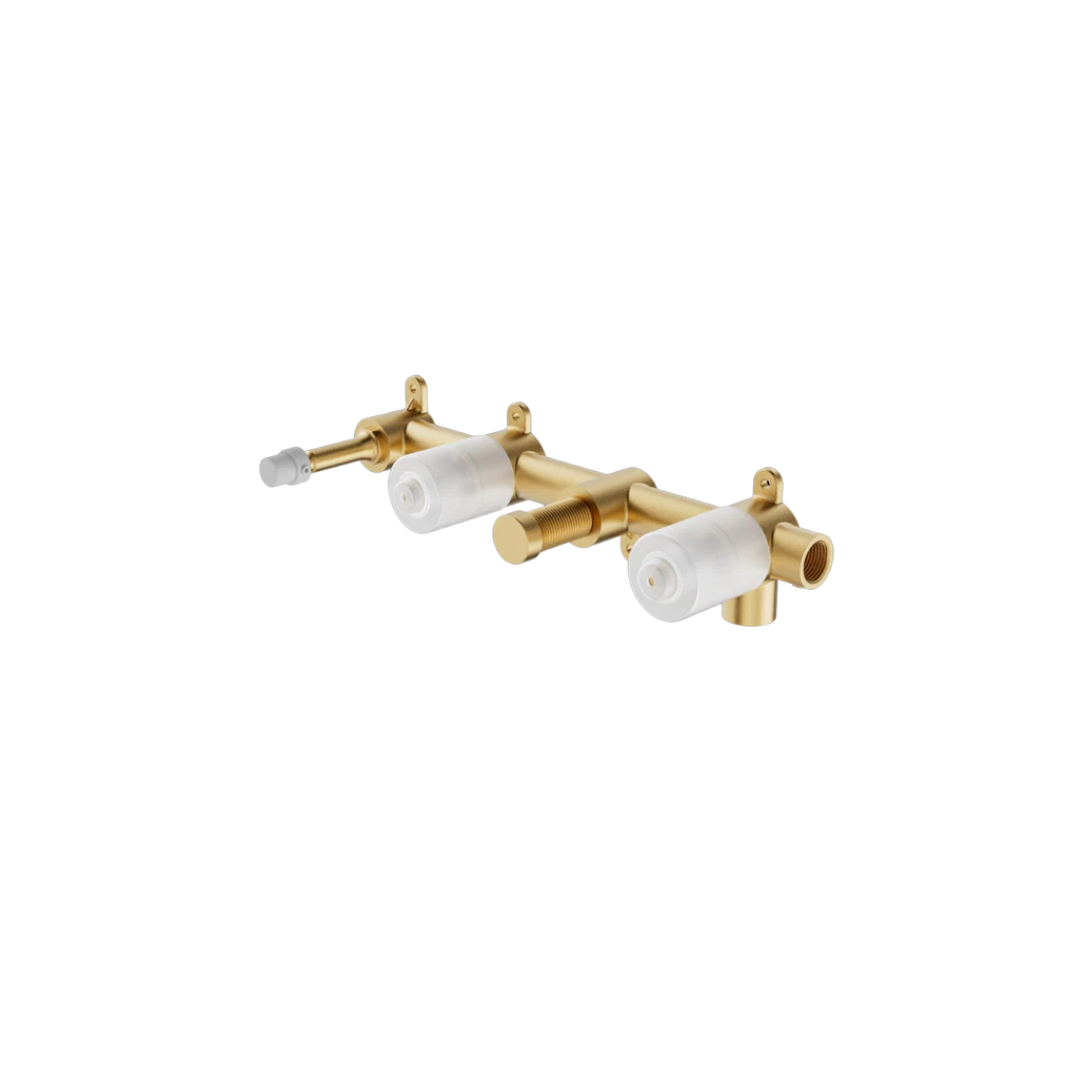 Inbouw badmengkraan Valencia - Staafhanddouche en uitloop - Zonder achterplaat - Brushed gold