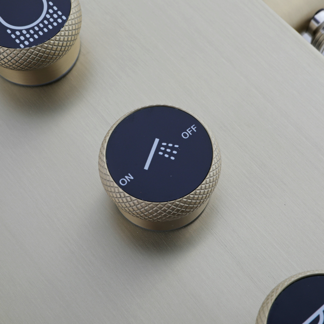 Douchepaneel Elena - LED - Digitaal display - Geborsteld goud - 145 × 18 × 65 cm