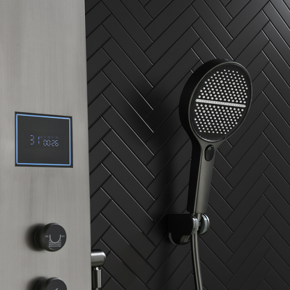 Douchepaneel Elena - LED - Digitaal display - Gunmetal grey - 145 × 18 × 65 cm