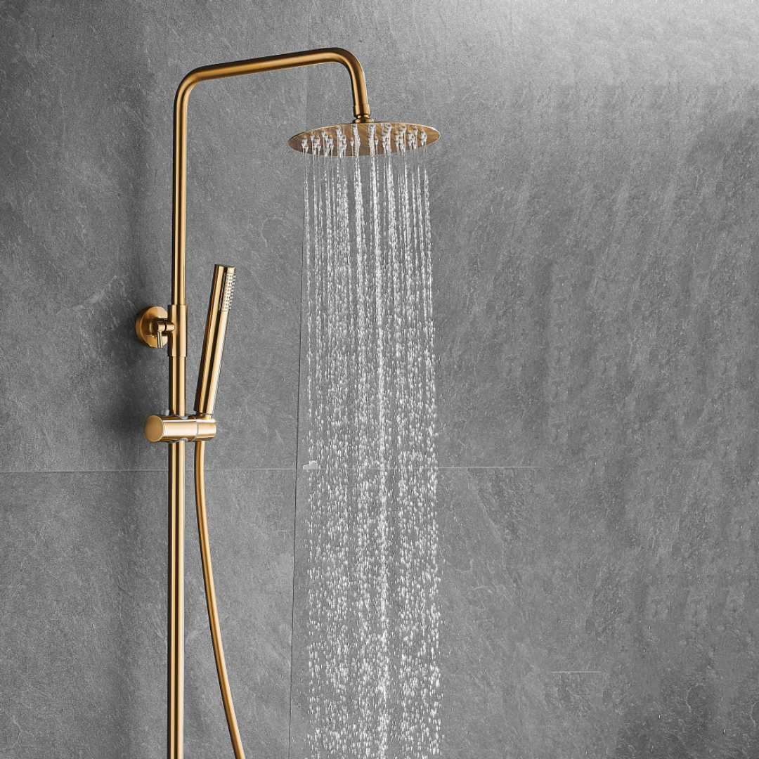 Thermostatisch opbouw regendoucheset - Julio - Geborsteld goud