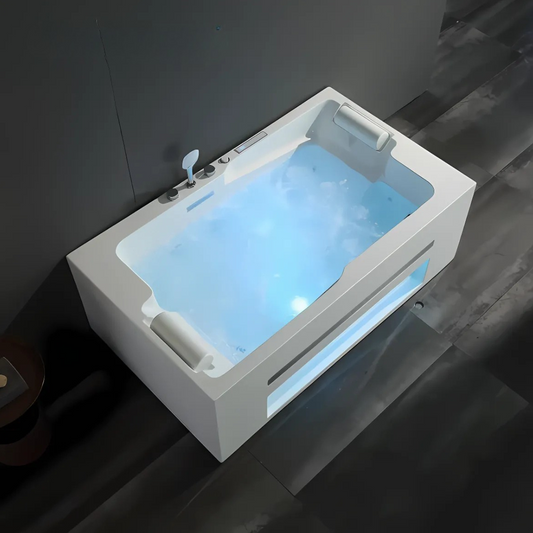 Opbouw Massagebad – Milan – Glans Wit – Bluetooth Speakers - 180x107x60 cm