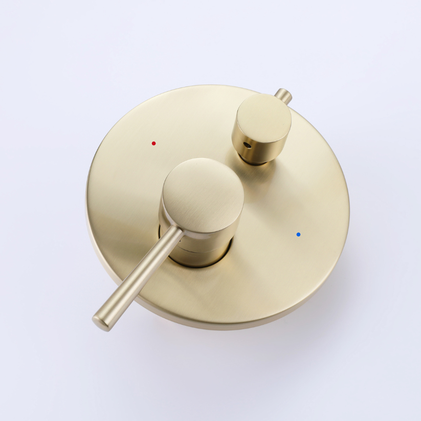 Inbouw Regendoucheset Vincent – Staafhanddouche – Geborsteld goud - Incl. inbouwdeel