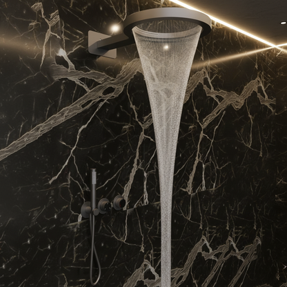 Thermostatische Inbouw Regendoucheset Marino – Digitale display - Waterval & Staafhanddouche – Gunmetal Grey - Incl. inbouwdeel