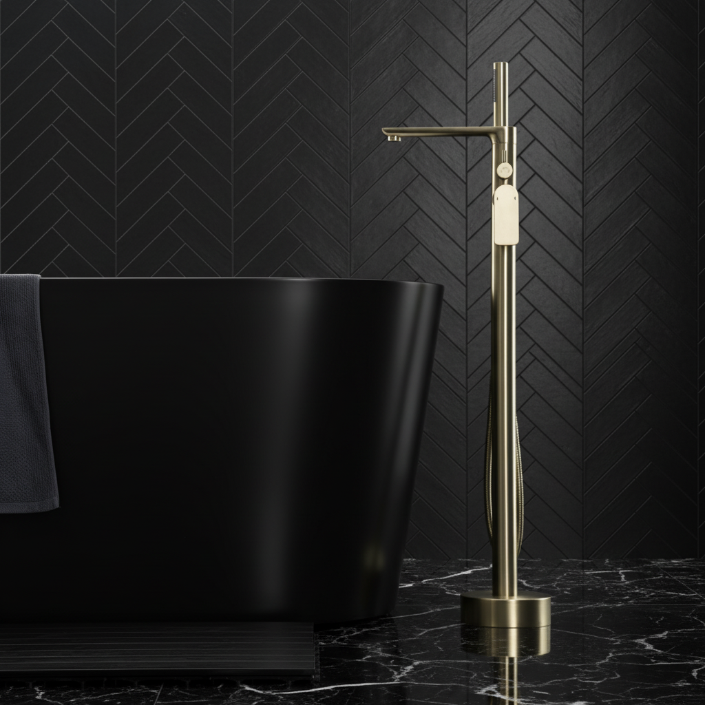 Vrijstaande badkraan Emilia - Geborsteld goud - 88 × 22 × 16 cm