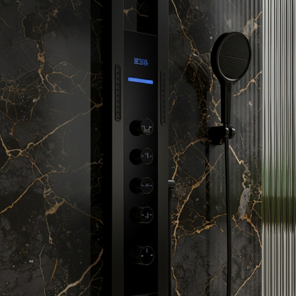 Thermostatisch Douchepaneel Marcelo – Digitale Display - Mat zwart - 182 × 40 × 52 cm