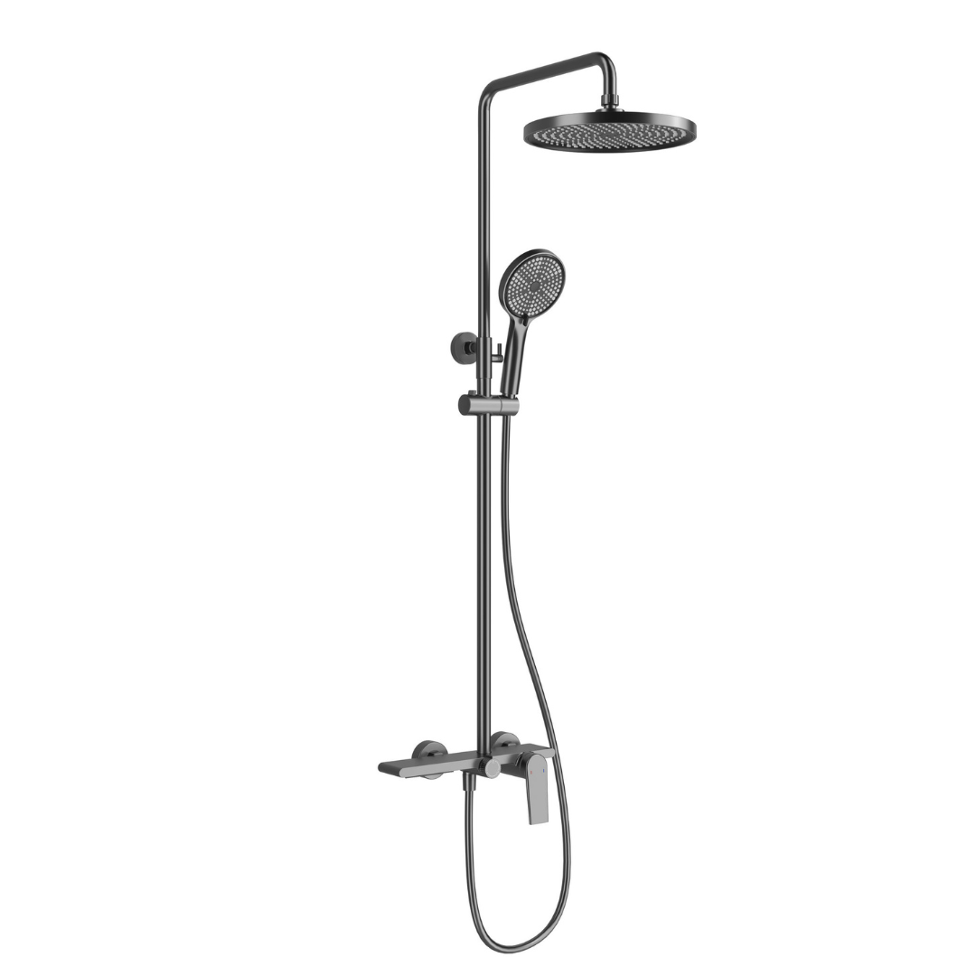 Opbouw regendoucheset Cynthia - Gunmetal grey - 130 × 35 × 25 cm