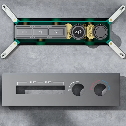 Thermostatisch Inbouw Regendoucheset - Isabella - Gun Grey - Met Digitaal Display - Waterval