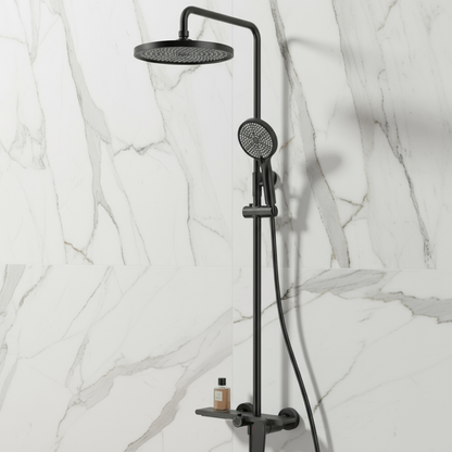 Opbouw regendoucheset Cynthia - Mat zwart - 130 × 35 × 25 cm