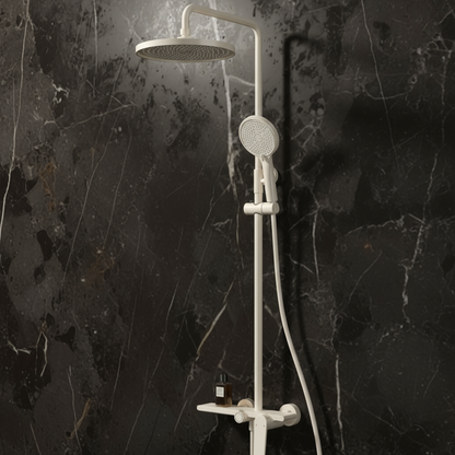 Opbouw regendoucheset Cynthia - Creme wit - 130 × 35 × 25 cm