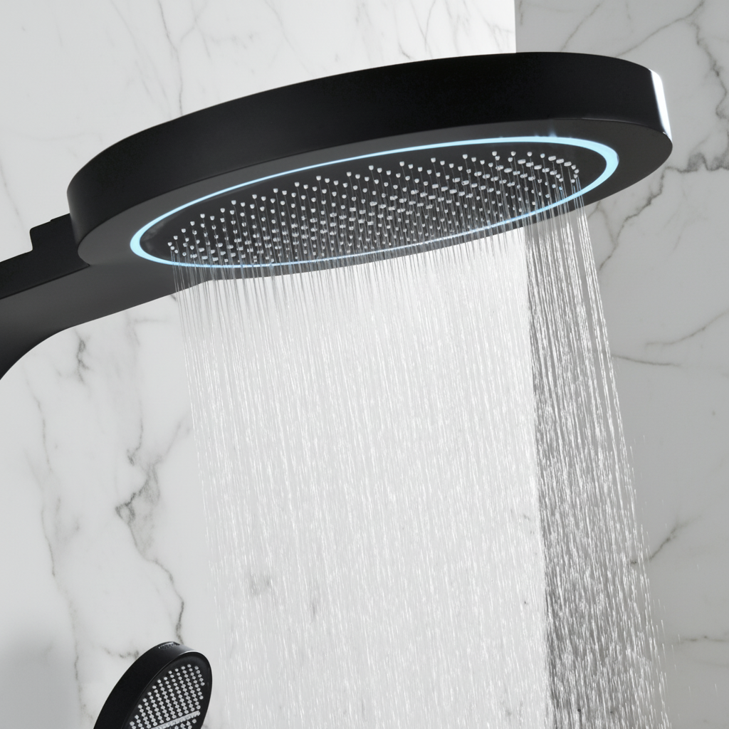 Douchepaneel Elena - LED - Digitaal display - Mat zwart- 145 × 18 × 65 cm