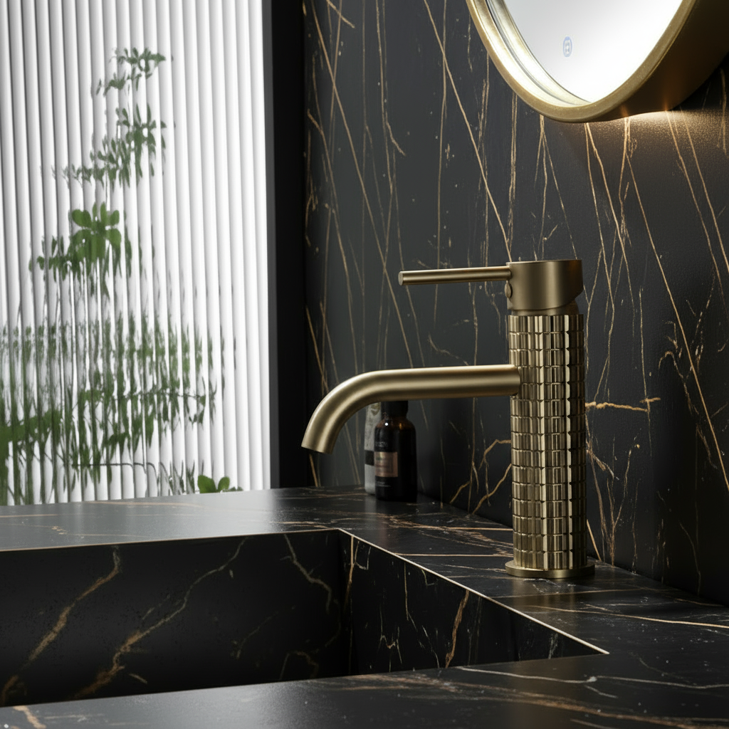 Opbouw wastafelkraan Angelica - Geborsteld goud - 15.9 × 12.2 × 5.5 cm