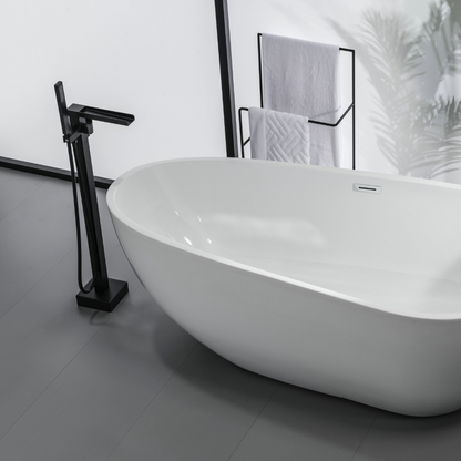 Vrijstaande Badkraan Lisandro – Watervaluitloop – Mat zwart - 87 × 22 × 15 cm