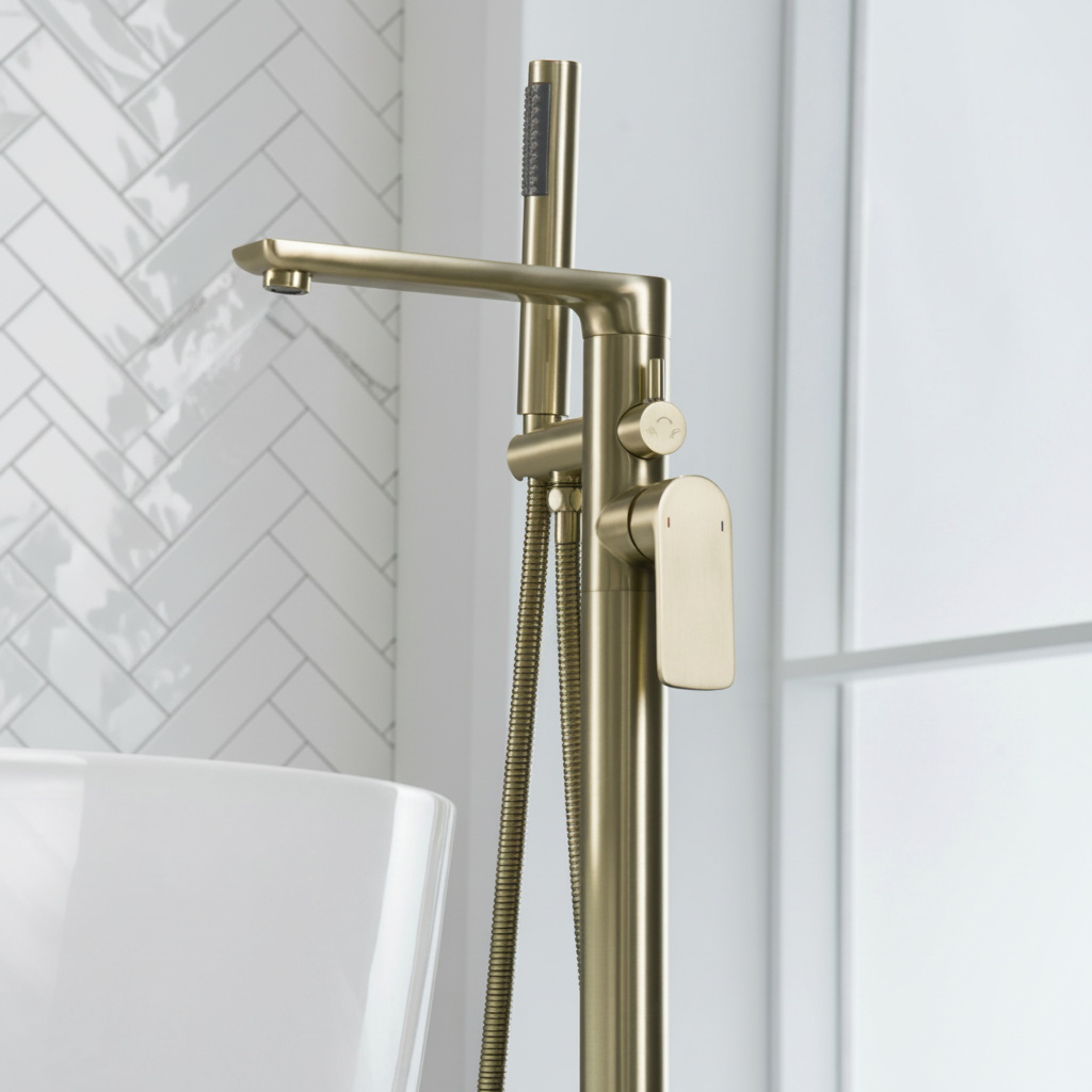 Vrijstaande badkraan Emilia - Geborsteld goud - 88 × 22 × 16 cm