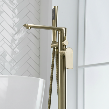 Vrijstaande badkraan Emilia - Geborsteld goud - 88 × 22 × 16 cm