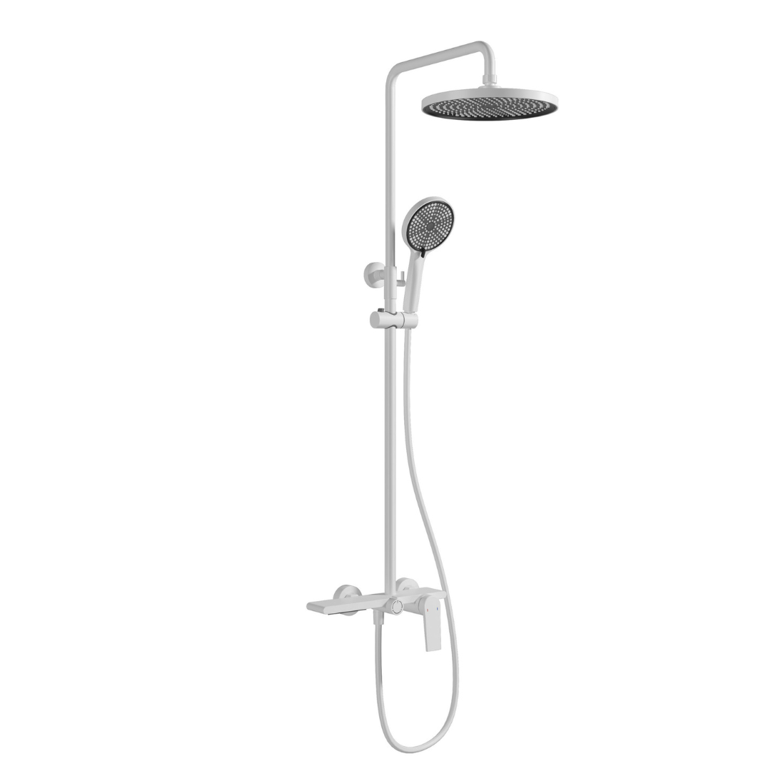 Opbouw regendoucheset Cynthia - Mat wit - 130 × 35 × 25 cm