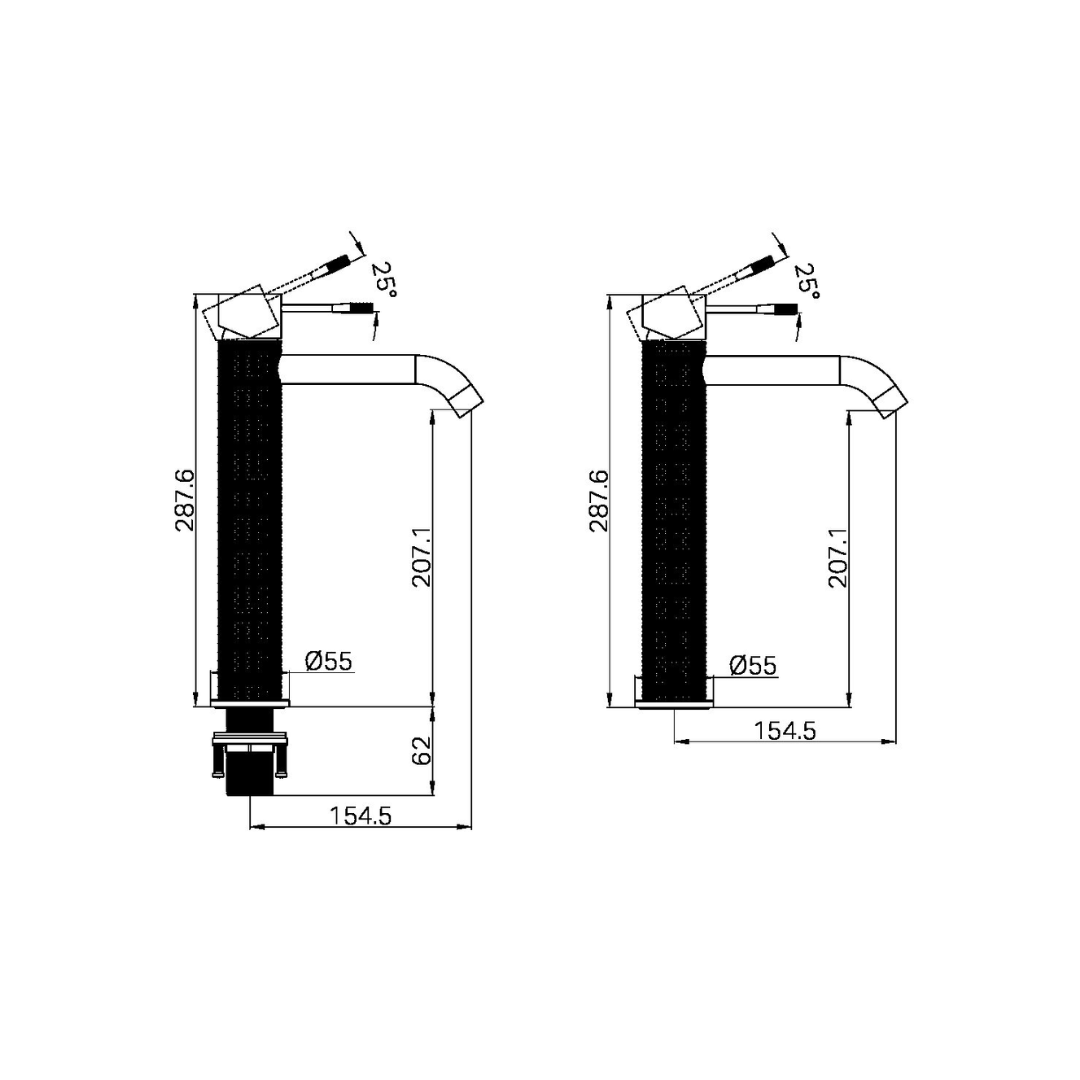 Hoge wastafelkraan Valencia - 1-Gats - Graphite
