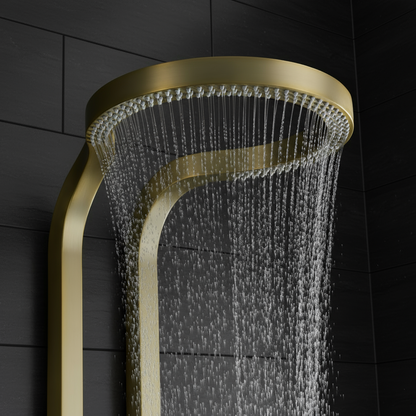 Thermostatisch Douchepaneel Marcelo – Digitale Display - Geborsteld goud - 182 × 40 × 52 cm