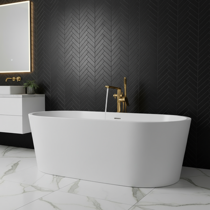 Vrijstaande badkraan Emilia - Geborsteld goud - 88 × 22 × 16 cm