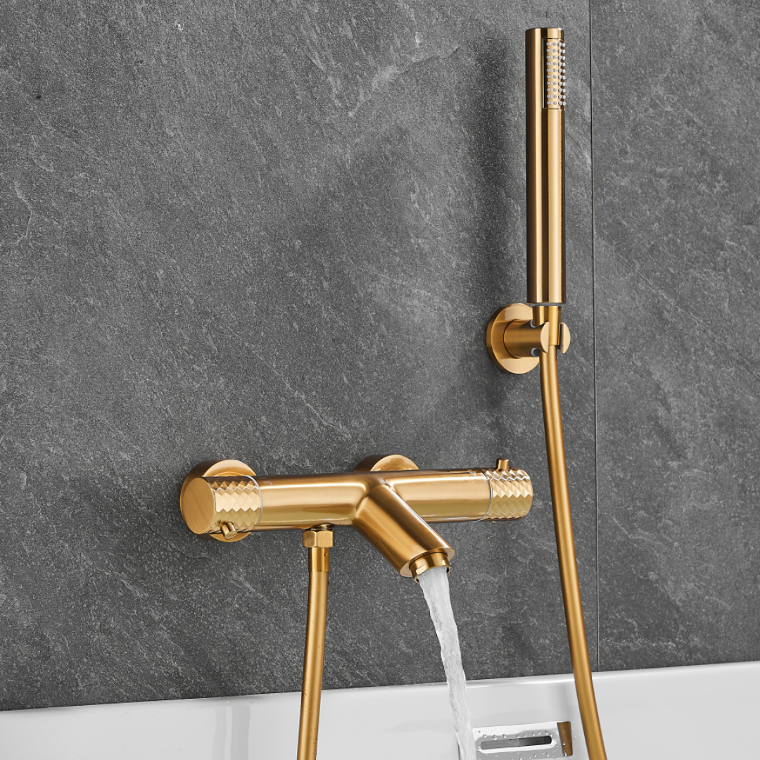 Thermostatische opbouw badkraan - Alessandra - Geborsteld goud