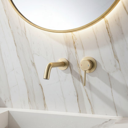 Inbouw wastafelkraan Angelica - Geborsteld goud - Incl. inbouwdeel - 23 × 20.5 × 10 cm