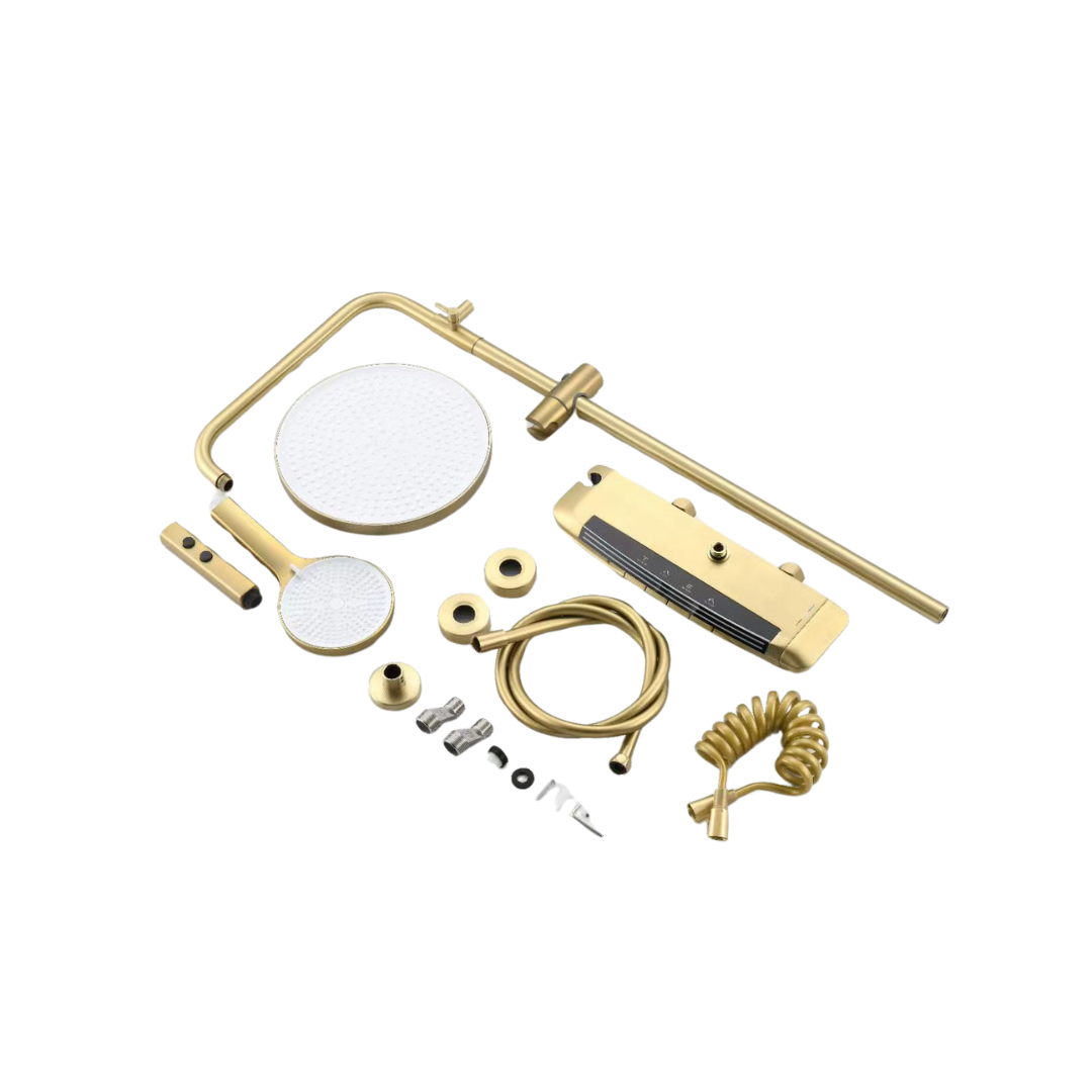 Thermostatische Opbouw Regendoucheset - Sandro - Geborsteld Goud