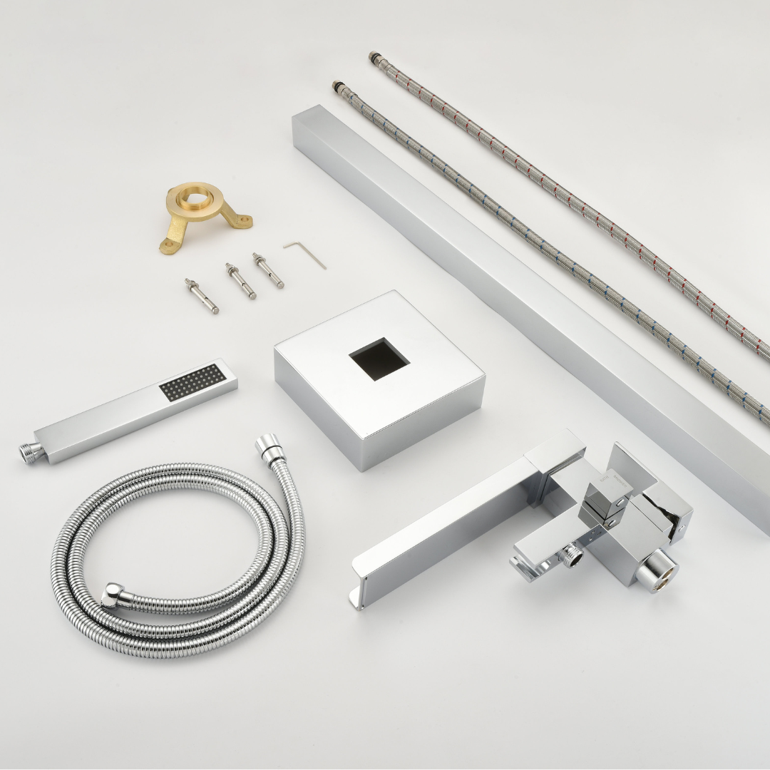 Vrijstaande Badkraan Lisandro – Watervaluitloop –  Chroom- 87 × 22 × 15 cm