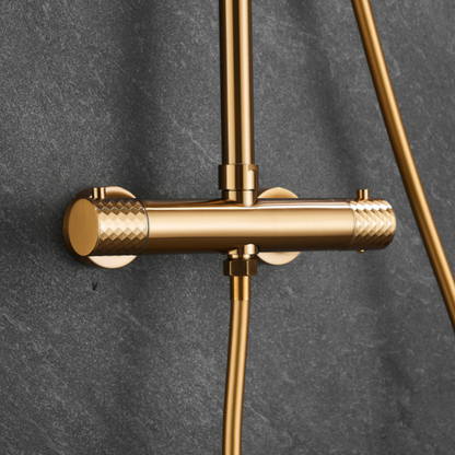 Thermostatisch opbouw regendoucheset - Julio - Geborsteld goud