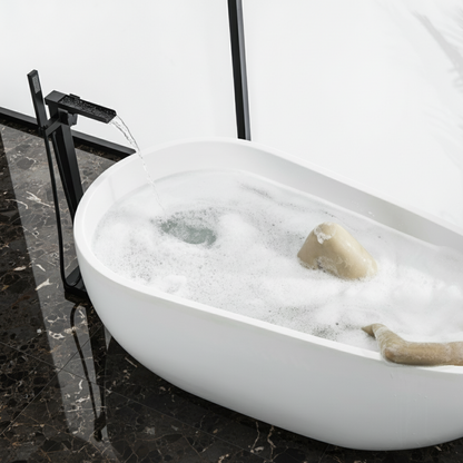 Vrijstaande Badkraan Lisandro – Watervaluitloop – Mat zwart - 87 × 22 × 15 cm