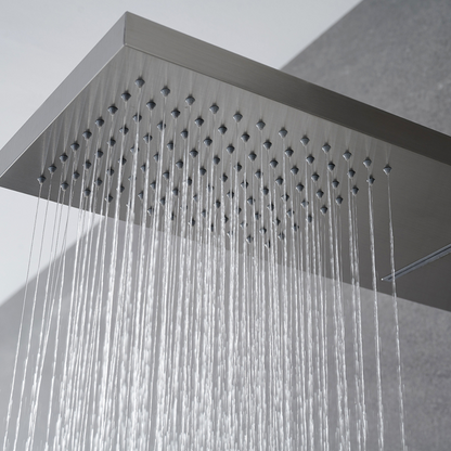 Douchepaneel Manuel – Waterval – Massagejets – Geborsteld nikkel - 150 × 20 × 60 cm