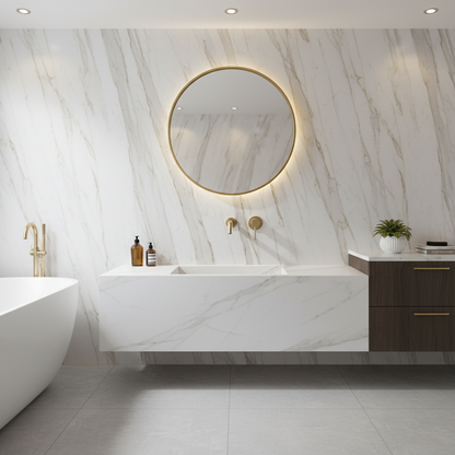 Inbouw wastafelkraan Angelica - Geborsteld goud - Incl. inbouwdeel - 23 × 20.5 × 10 cm