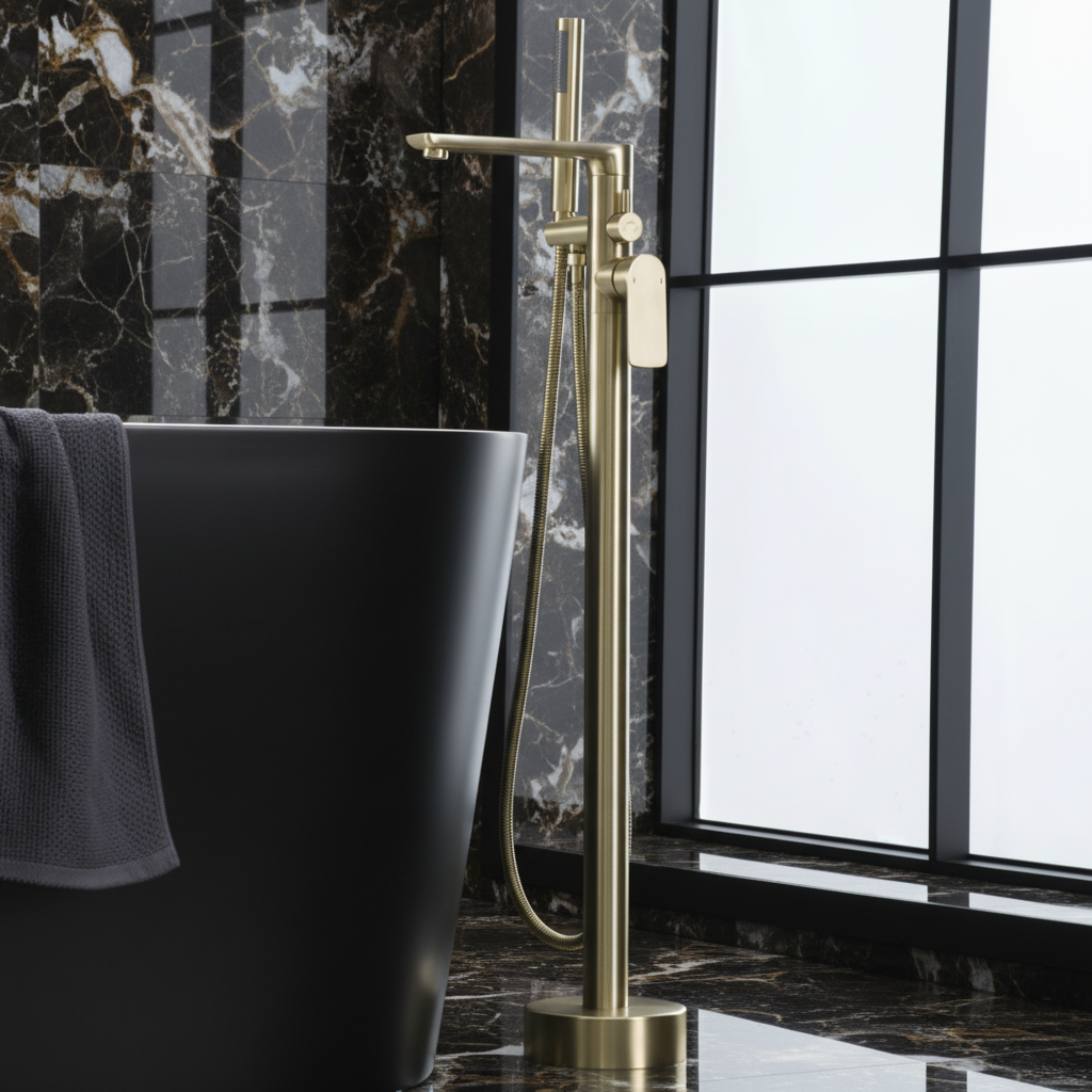 Vrijstaande badkraan Emilia - Geborsteld goud - 88 × 22 × 16 cm