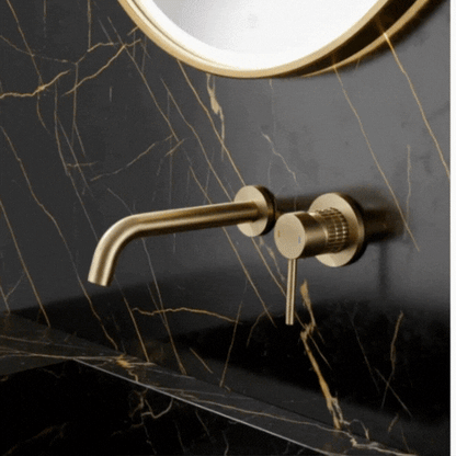 Inbouw wastafelkraan Angelica - Geborsteld goud - Incl. inbouwdeel - 23 × 20.5 × 10 cm