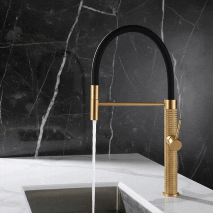 Semi-professionele Keukenkraan Angelica – Uittrekbare Uitloop – Geborsteld goud - 52.9 × 24.9 × 5.5 cm