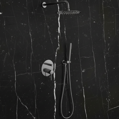 Inbouw Regendoucheset Angelica – Staafhanddouche – Gunmetal grey - Incl. inbouwdeel