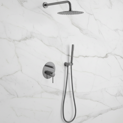 Inbouw Regendoucheset Angelica – Staafhanddouche – Gunmetal grey - Incl. inbouwdeel