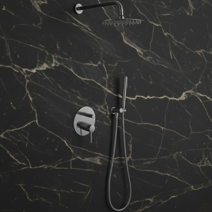 Inbouw Regendoucheset Angelica – Staafhanddouche – Gunmetal grey - Incl. inbouwdeel