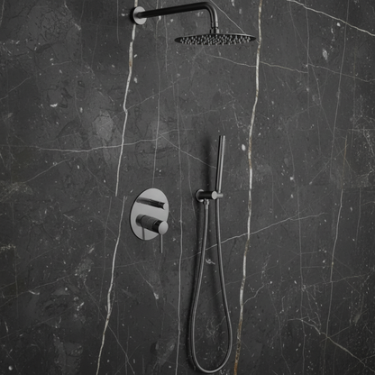 Inbouw Regendoucheset Angelica – Staafhanddouche – Gunmetal grey - Incl. inbouwdeel