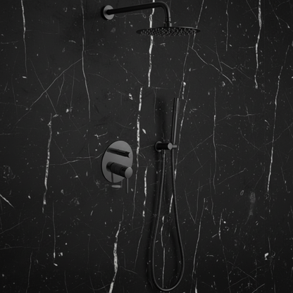 Inbouw Regendoucheset Angelica – Staafhanddouche – Mat zwart - Incl. inbouwdeel