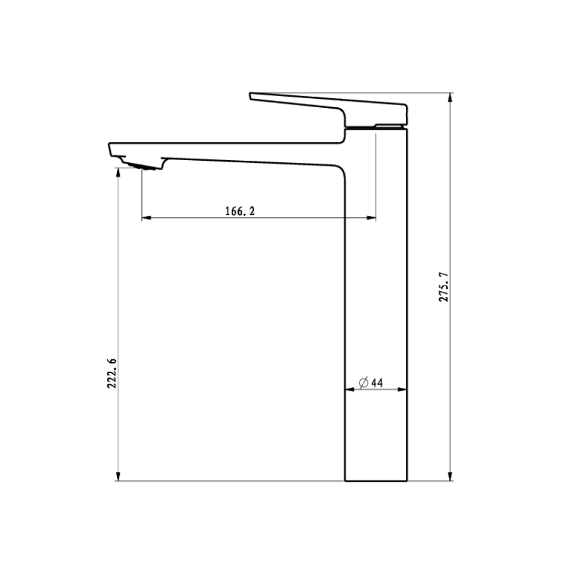 Hoge wastafelkraan Diego  – Mat zwart - 27,5 × 16,6 × 22,3 cm