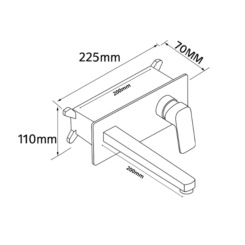 Inbouw wastafelkraan Diego  – Mat wit - Incl. inbouwdeel - 22,5 × 11 × 20 cm