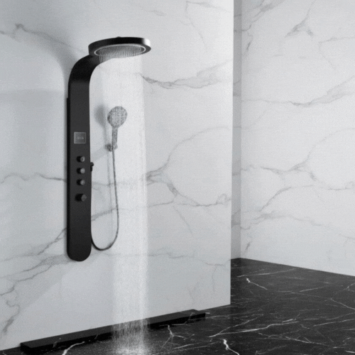 Douchepaneel Elena - LED - Digitaal display - Mat zwart- 145 × 18 × 65 cm