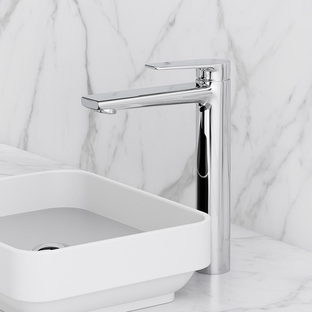 Hoge wastafelkraan Diego  – Chroom- 27,5 × 16,6 × 22,3 cm