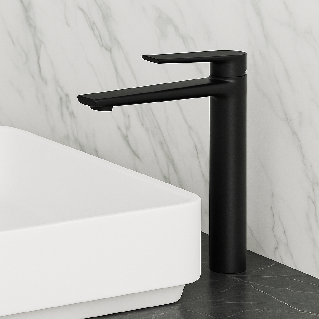 Hoge wastafelkraan Diego  – Mat zwart - 27,5 × 16,6 × 22,3 cm