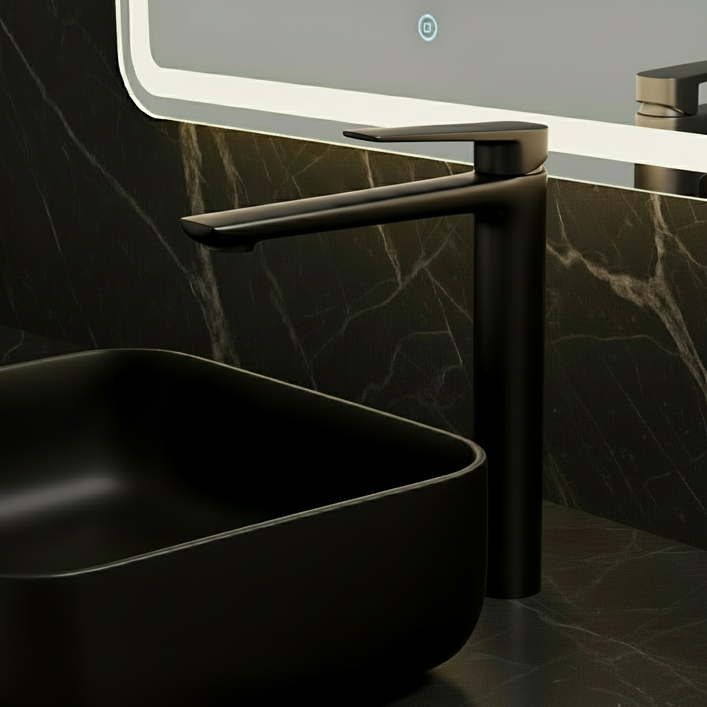 Hoge wastafelkraan Diego  – Gunmetal grey - 27,5 × 16,6 × 22,3 cm