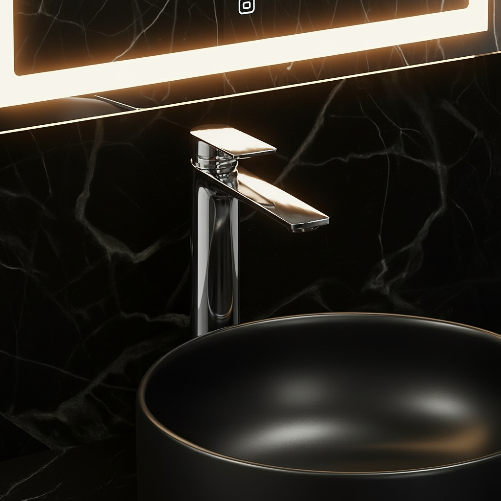 Hoge wastafelkraan Diego  – Chroom- 27,5 × 16,6 × 22,3 cm