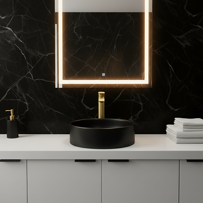 Hoge wastafelkraan Diego  – Geborsteld goud - 27,5 × 16,6 × 22,3 cm