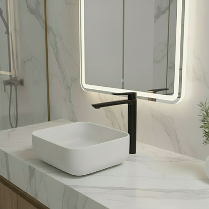 Hoge wastafelkraan Diego  – Mat zwart - 27,5 × 16,6 × 22,3 cm