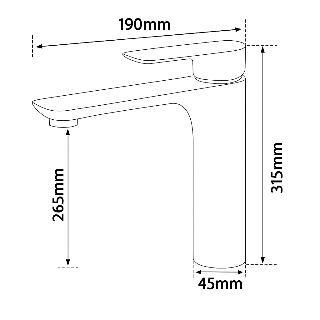 Hoge wastafelkraan  – Silvio – Gunmetal grey - 31,5 × 19 × 4,5 cm